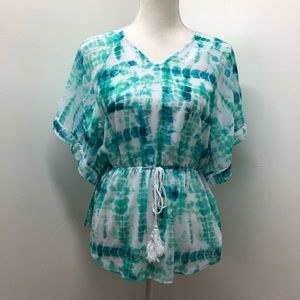 A.N.A A New Approach Aqua Semi Sheer Top XS